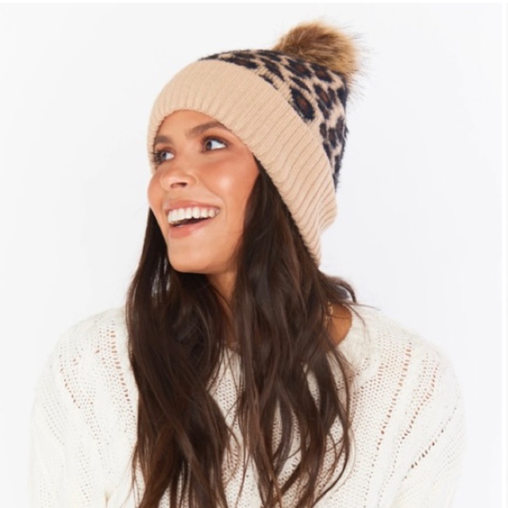 Show Me Your MuMu Jasper Pom Beanie Leopard Print